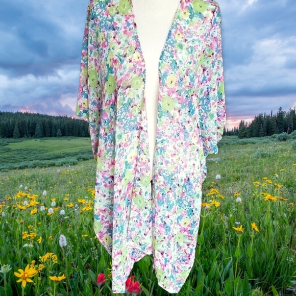 Flowy Boho Tunic Top Kimono Swim Cover Up Beachwear One Size - Picture 3 of 10